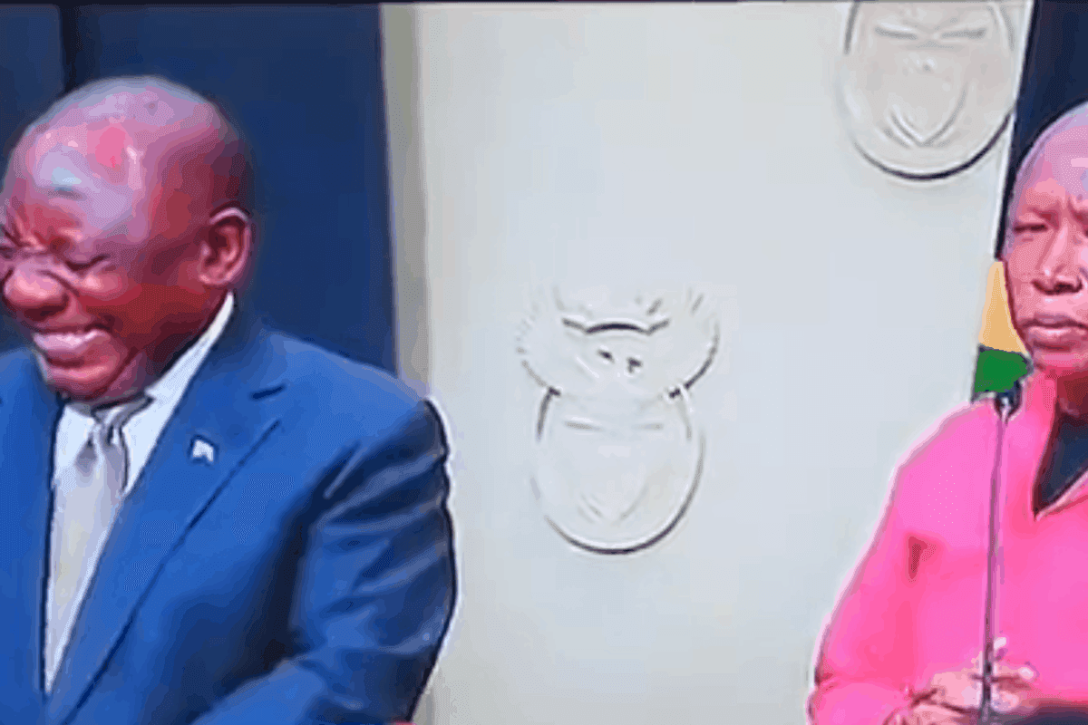 Watch: Cyril gets the giggles as Malema gives coronavirus address