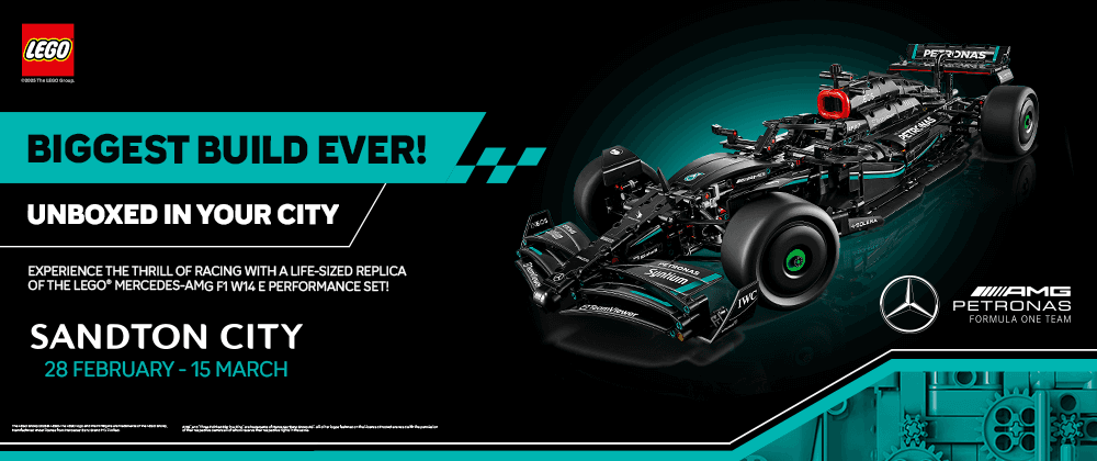 Life-size LEGO® Mercedes-AMG F1 Car Takes Fast Lane On SA’s Circuits