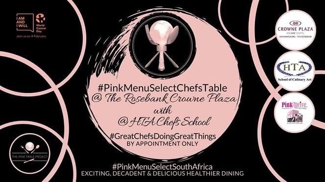 Pink Menu Select Chef's Table at Rosebank Crowne Plaza